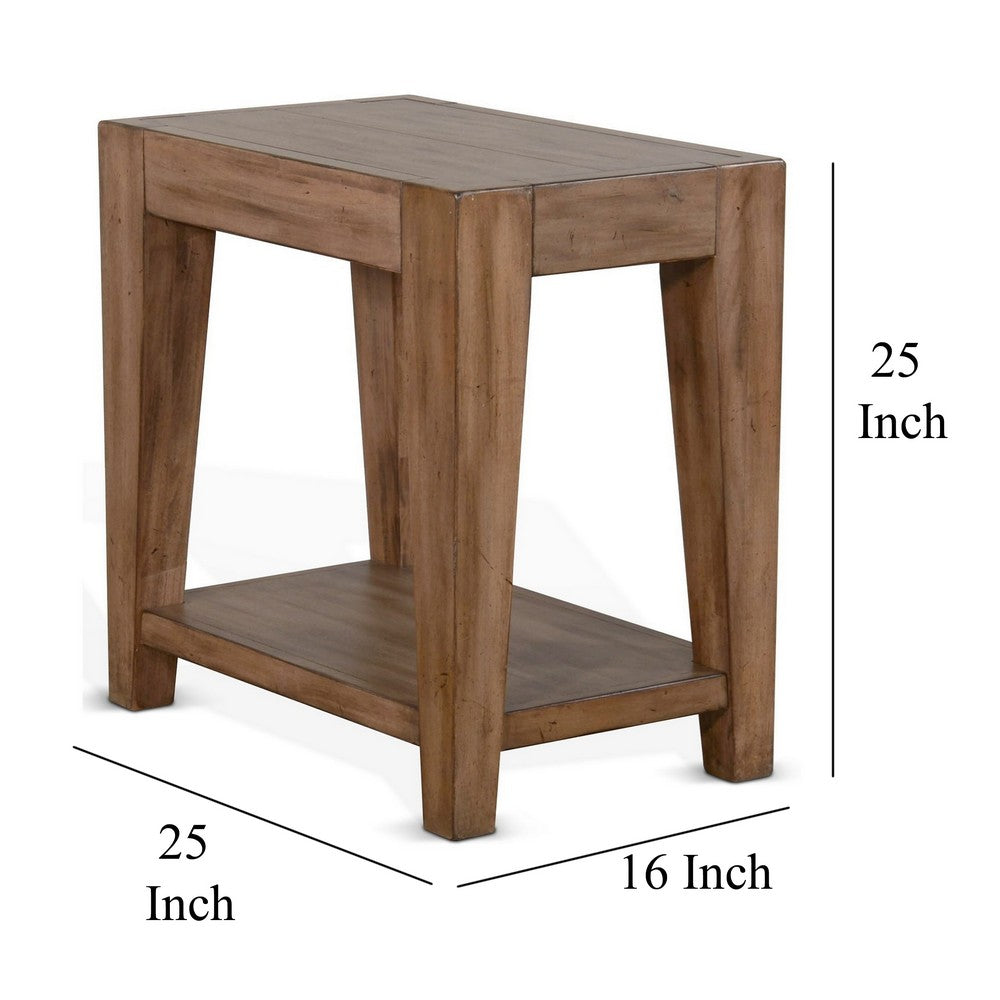 Benjara Yael Accent Side Table, Tapered Legs, 25 Inch Rectangular, Brown