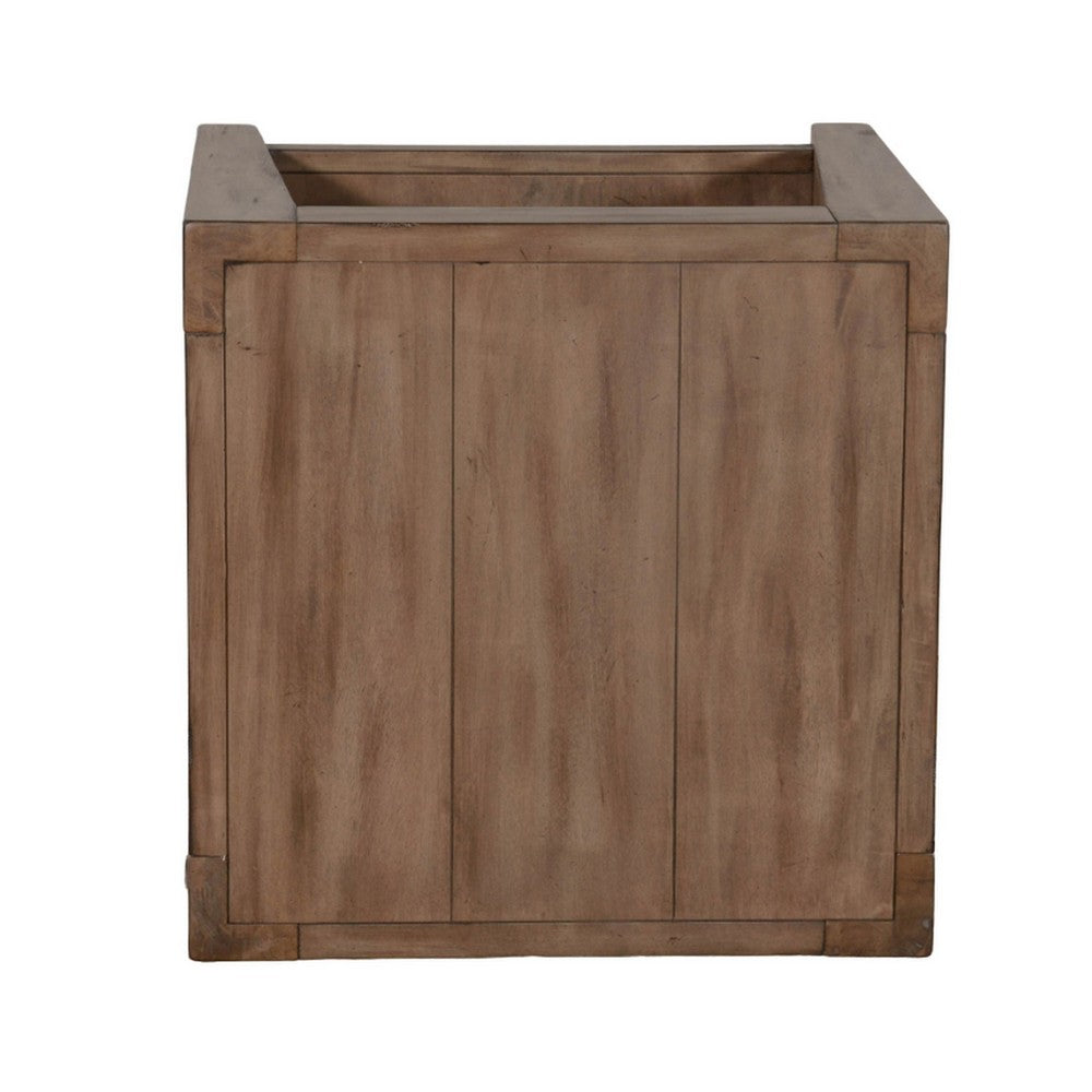 Benjara Yael Side End Table, Tapered Legs, 24 Inch Square Top, Light Brown