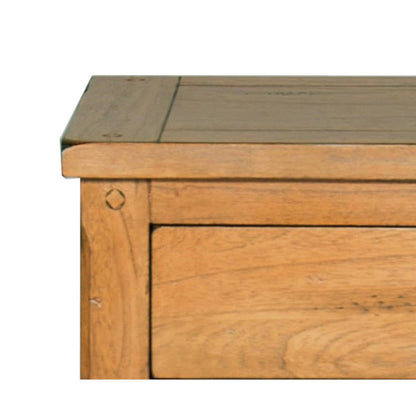 Benjara Marv Nightstand, 3 Drawers, Rustic Light Brown Solid Wood 29 Inch
