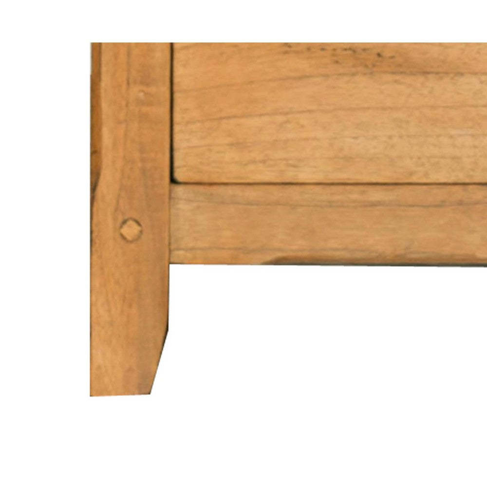 Benjara Marv Nightstand, 3 Drawers, Rustic Light Brown Solid Wood 29 Inch