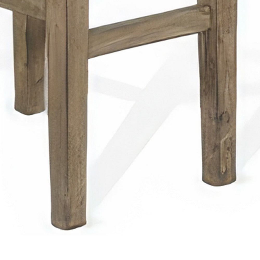 Benjara Yael Barstool, Set of 2, Black Faux Leather Cushioned, Taupe MahoganyWood