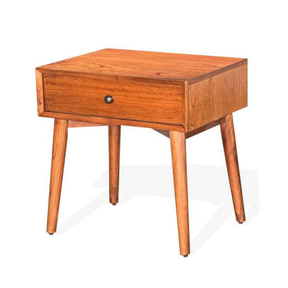 Benjara Amy Nightstand w Drawer, Metal Handle, 60 Inch Orange Brown
