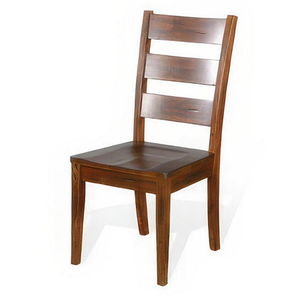 Benjara Reggie Dining Chair Set of 2, Ladderback, Dark Brown Mahogany Wood