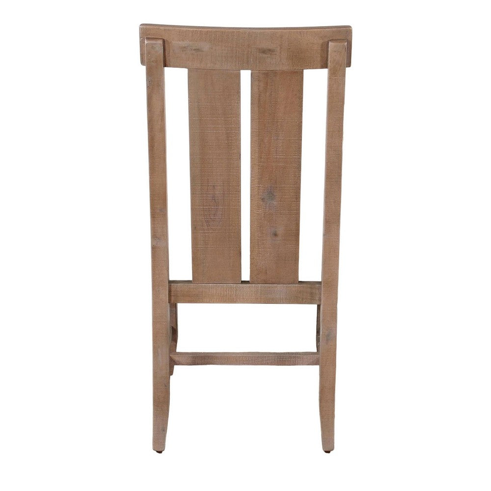 Benjara Anva Dining Chair Set of 2, Slat Back, White Fabric, Dark Brown Wood