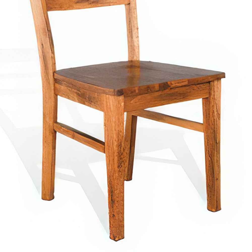 Benjara Marv Dining Chair Set of 2, Ladderback Design, Light Brown Mindi Wood
