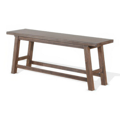 Benjara Yael Counter Height Bench, Light Brown Mahogany, Mindi Wood, 60 Inch