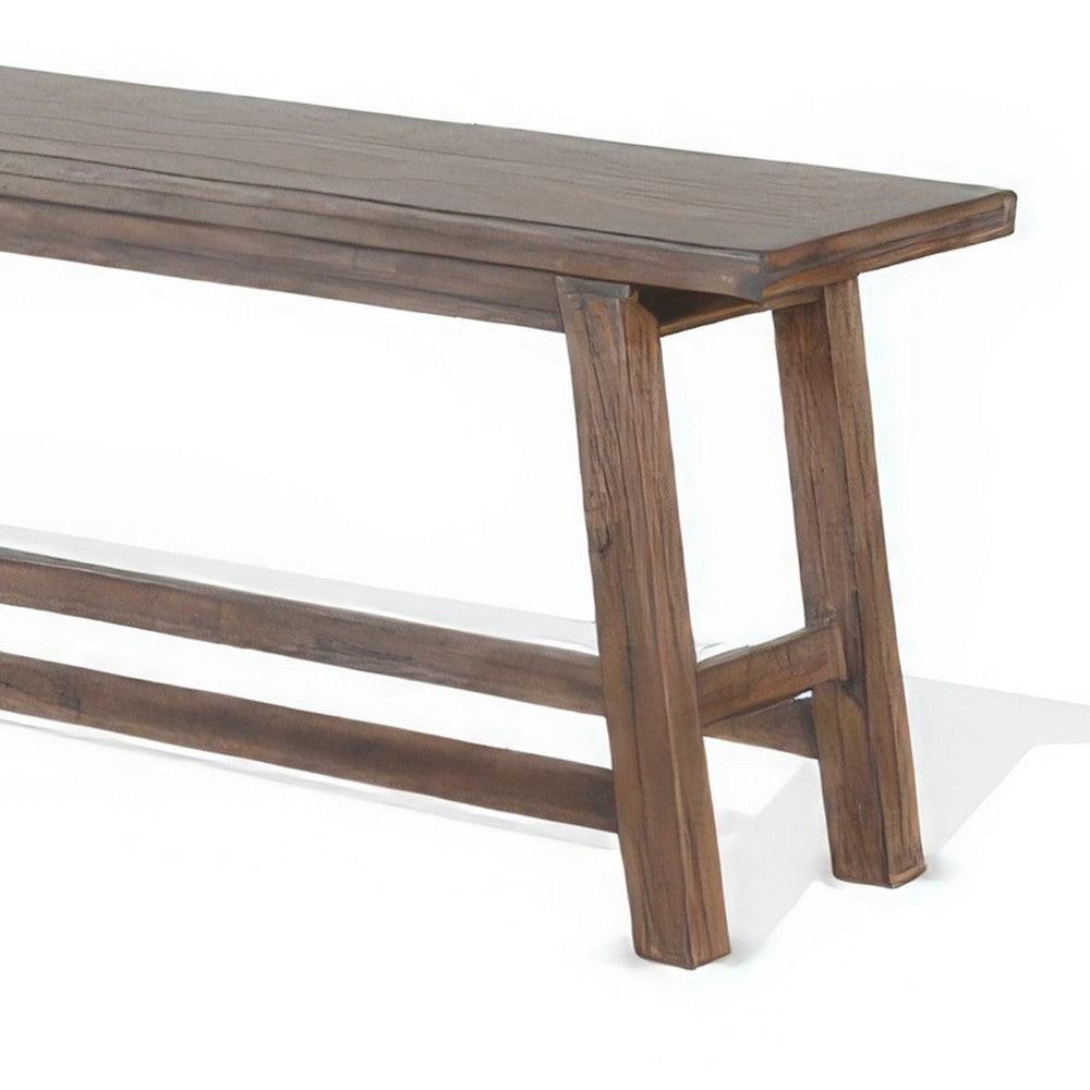 Benjara Yael Counter Height Bench, Light Brown Mahogany, Mindi Wood, 60 Inch
