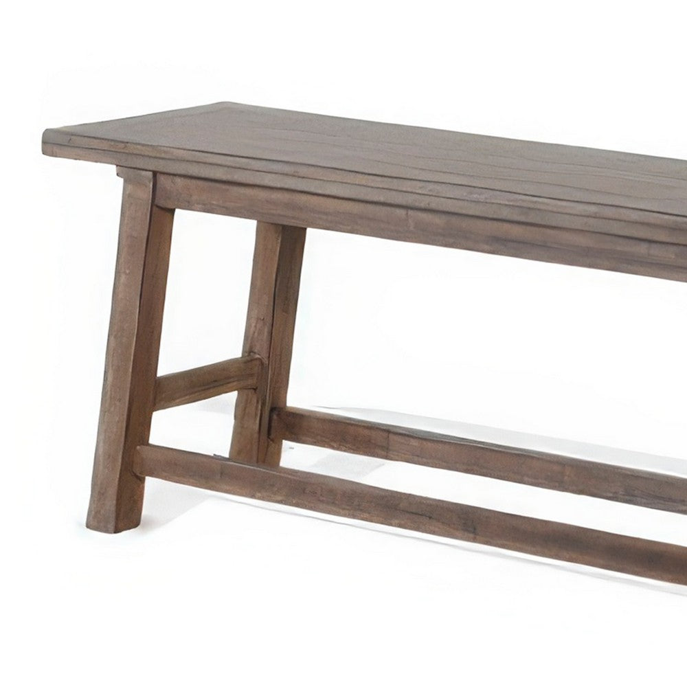 Benjara Yael Counter Height Bench, Light Brown Mahogany, Mindi Wood, 60 Inch