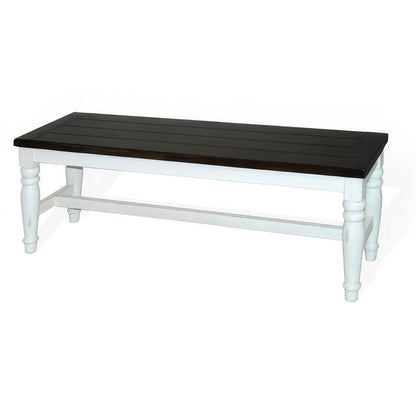Benjara Orso Bench, Off White, Dark Brown Mahogany And Mindi Wood, 52 Inch