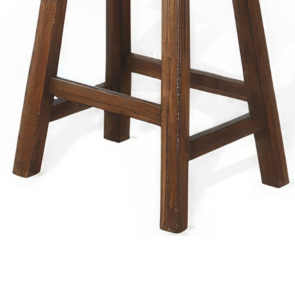 Benjara Reggie Barstool Set of 2, Saddle Seat, Mocha Brown Mahogany, 30 Inch