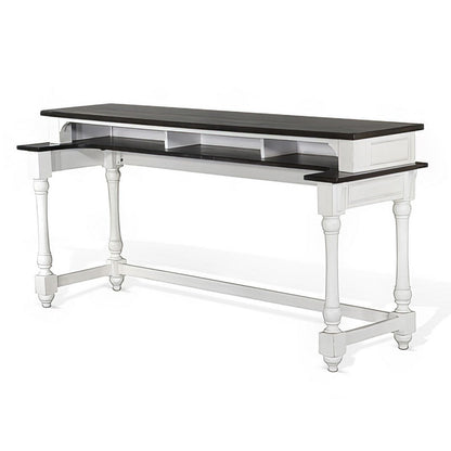 Benjara Orso Console Table, 76 Inch Rectangular Brown Top, White Mahogany