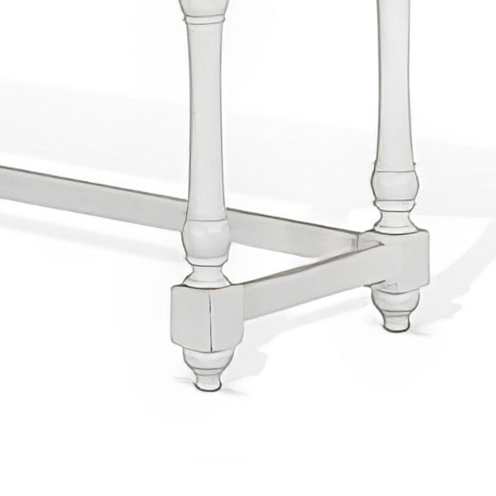 Benjara Orso Console Table, 76 Inch Rectangular Brown Top, White Mahogany
