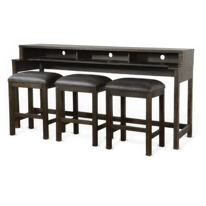 Benjara Flint Console Table with 3 Compartments, 74 Inch, Dark Brown Mahogany