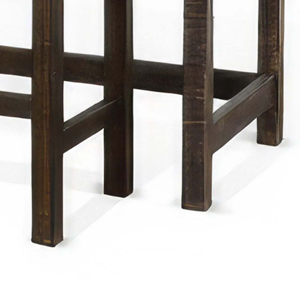 Benjara Flint Console Table with 3 Compartments, 74 Inch, Dark Brown Mahogany