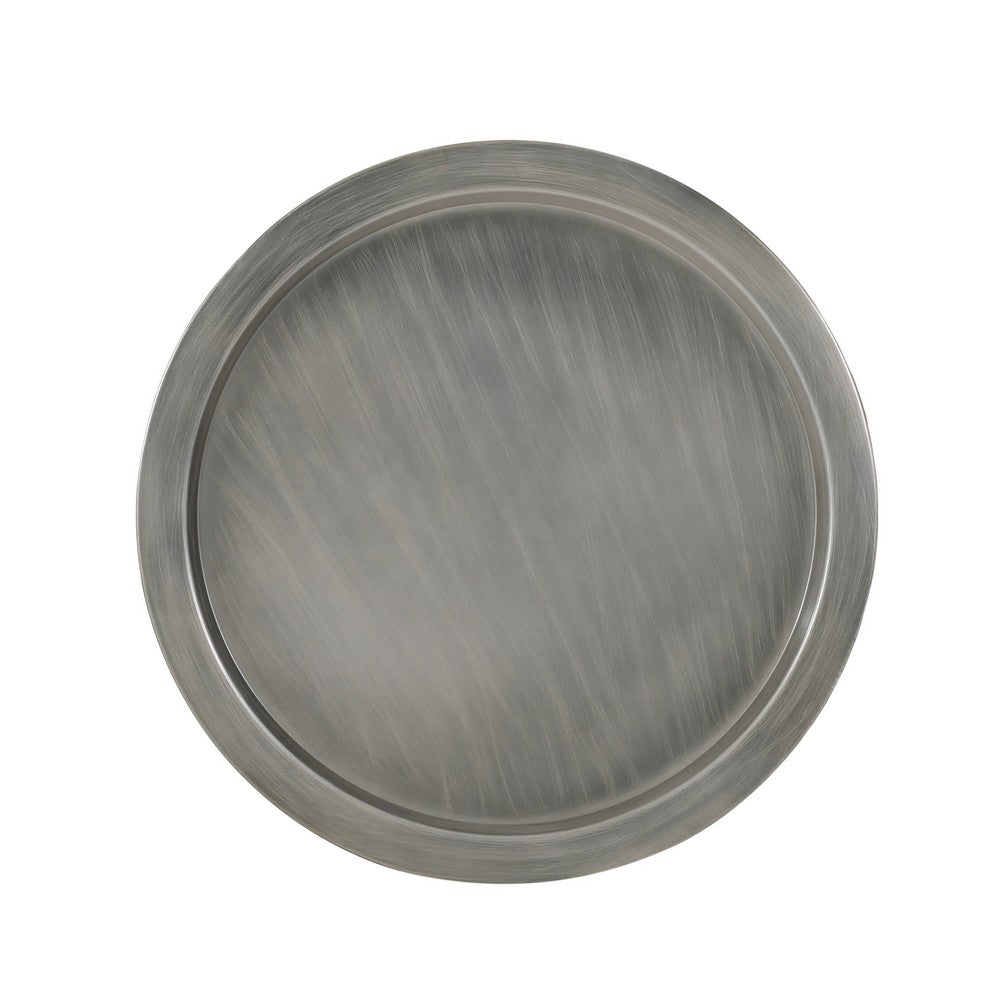 Benjara Accent Coffee Table, 25 Inch Hourglass Shape, Gray Hammered Finish