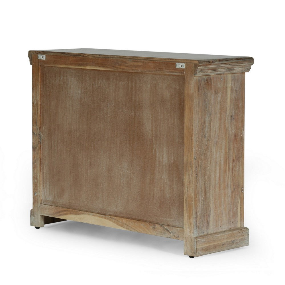 Benjara 40x14 Wide Dresser Chest, 3 Drawers, White Walnut Brown Acacia Wood