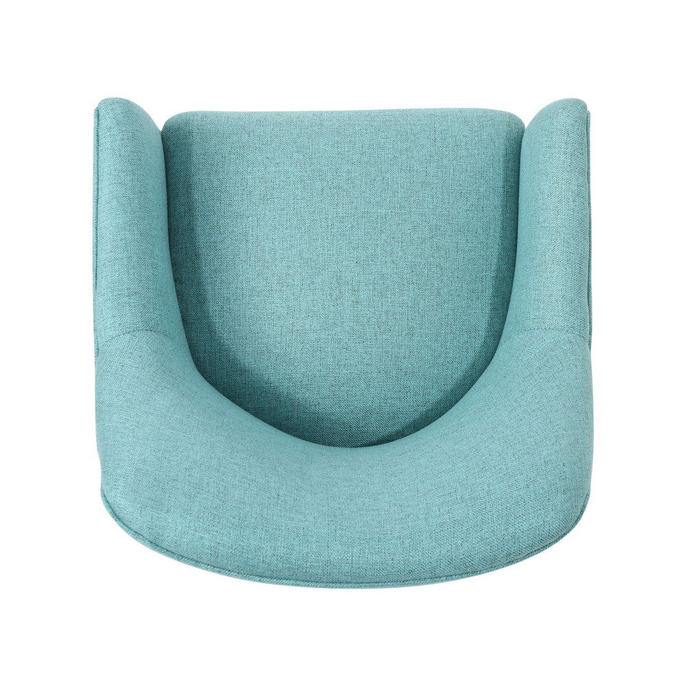 Benjara Heza Rolling Swivel Office Chair, Light Blue Fabric, Chrome Metal