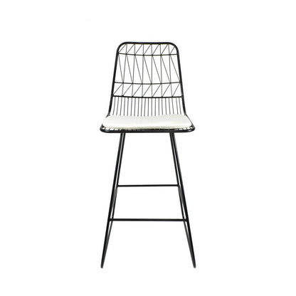 Benjara Outdoor Counter Stool Chair Set of 2, Black Iron Frame Construction