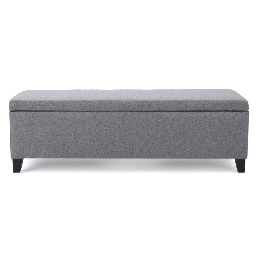 Benjara Flash Storage Ottoman Bench, Light Gray Fabric, Gray Wood, 51 Inch