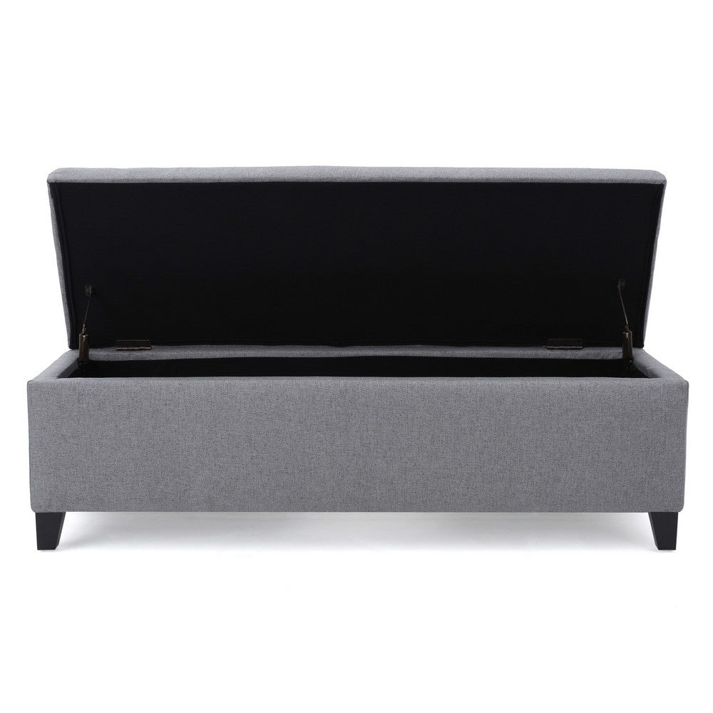 Benjara Flash Storage Ottoman Bench, Light Gray Fabric, Gray Wood, 51 Inch