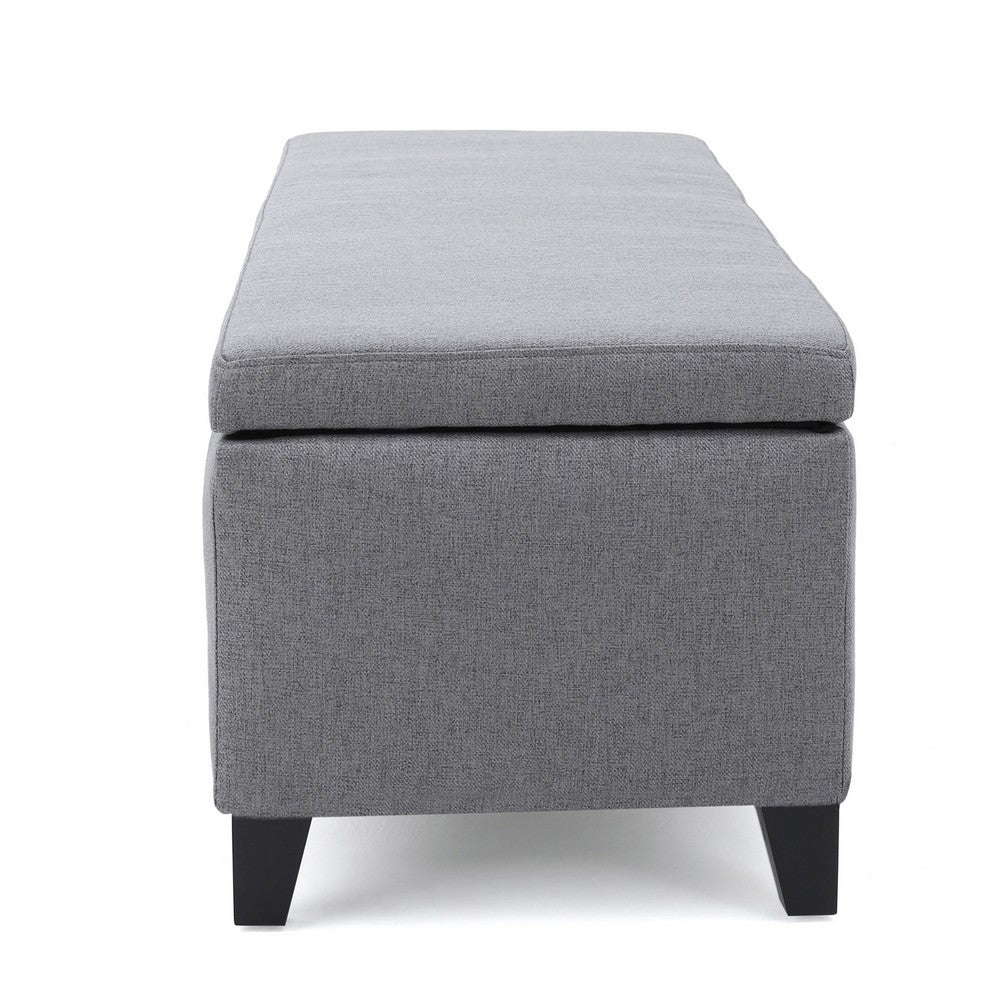 Benjara Flash Storage Ottoman Bench, Light Gray Fabric, Gray Wood, 51 Inch