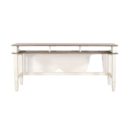 Benjara Dean Console Table, USB And Cubbies, 76 Inch Rectangular Brown, White