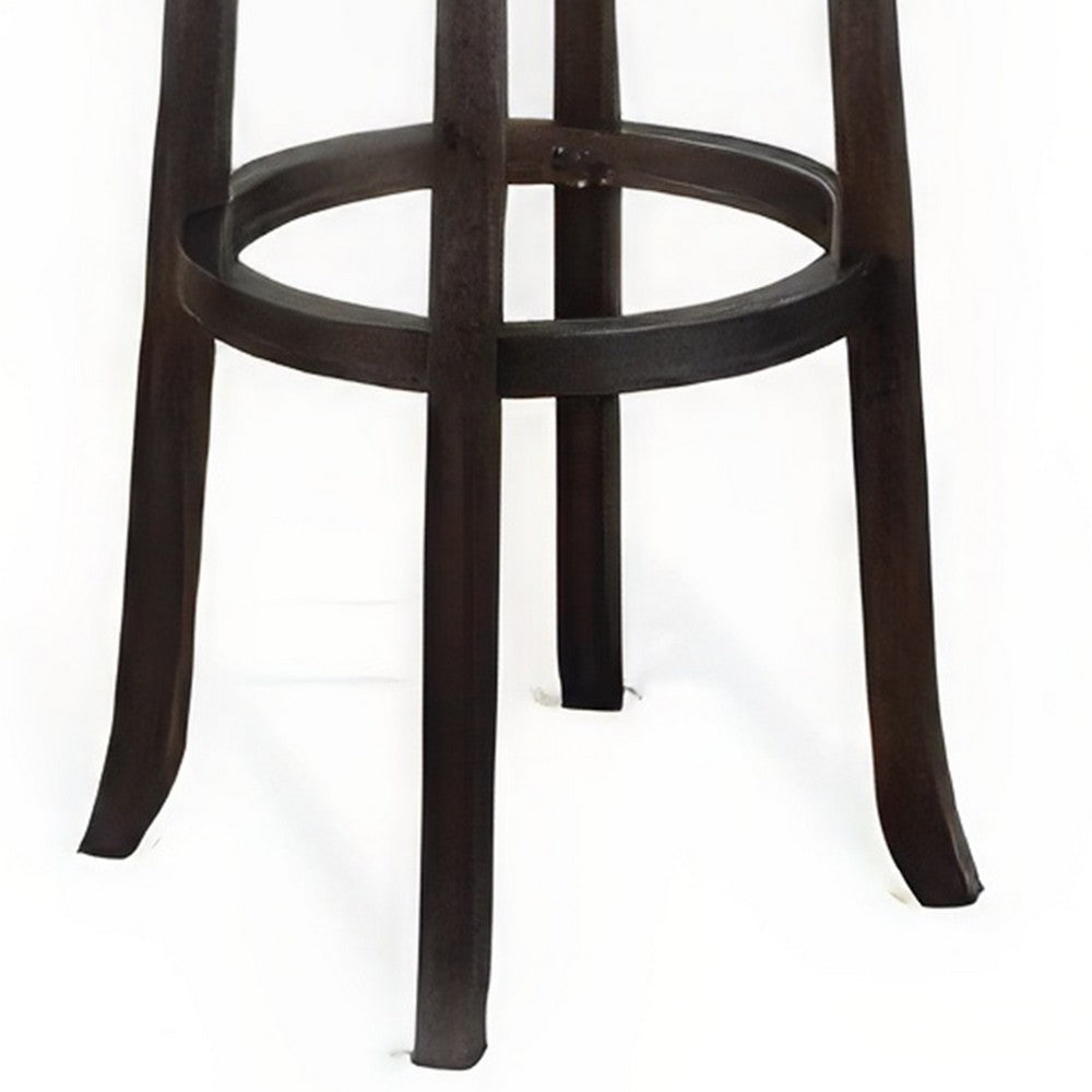 Benjara Elon Swivel Barstool Set of 2, Black Faux Leather Cushioned, 30 Inch
