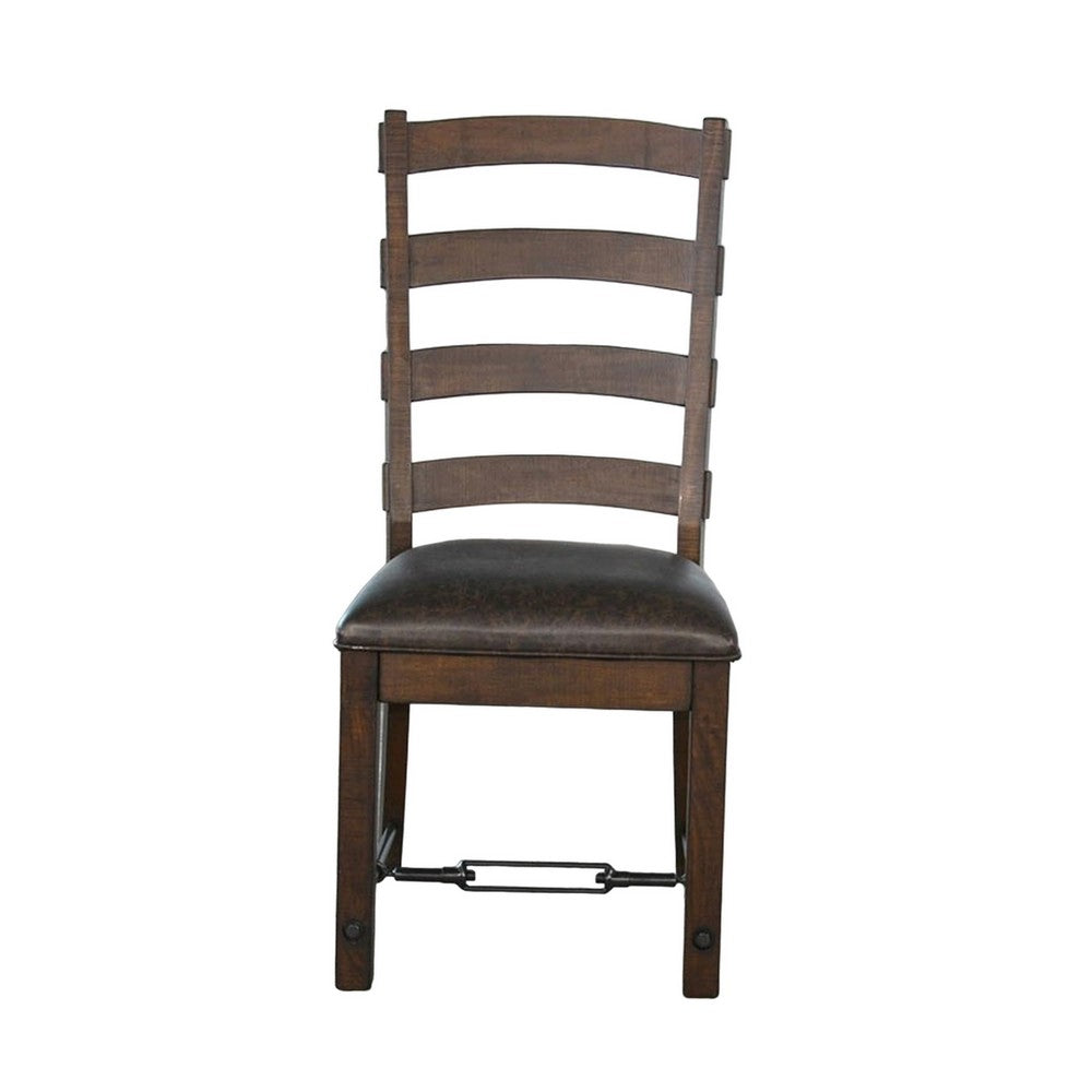 Benjara Flint Dining Side Chair Set of 2, Fabric, Dark Brown Mahogany, 19 Inch