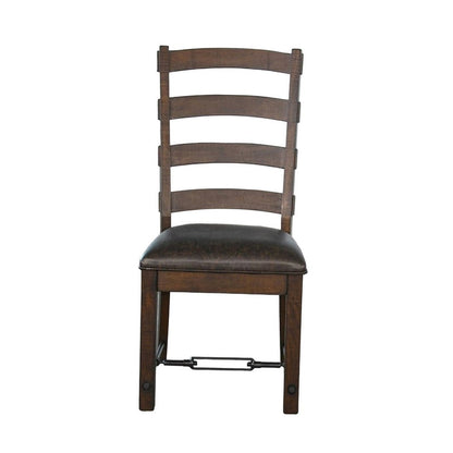 Benjara Flint Dining Side Chair Set of 2, Fabric, Dark Brown Mahogany, 19 Inch