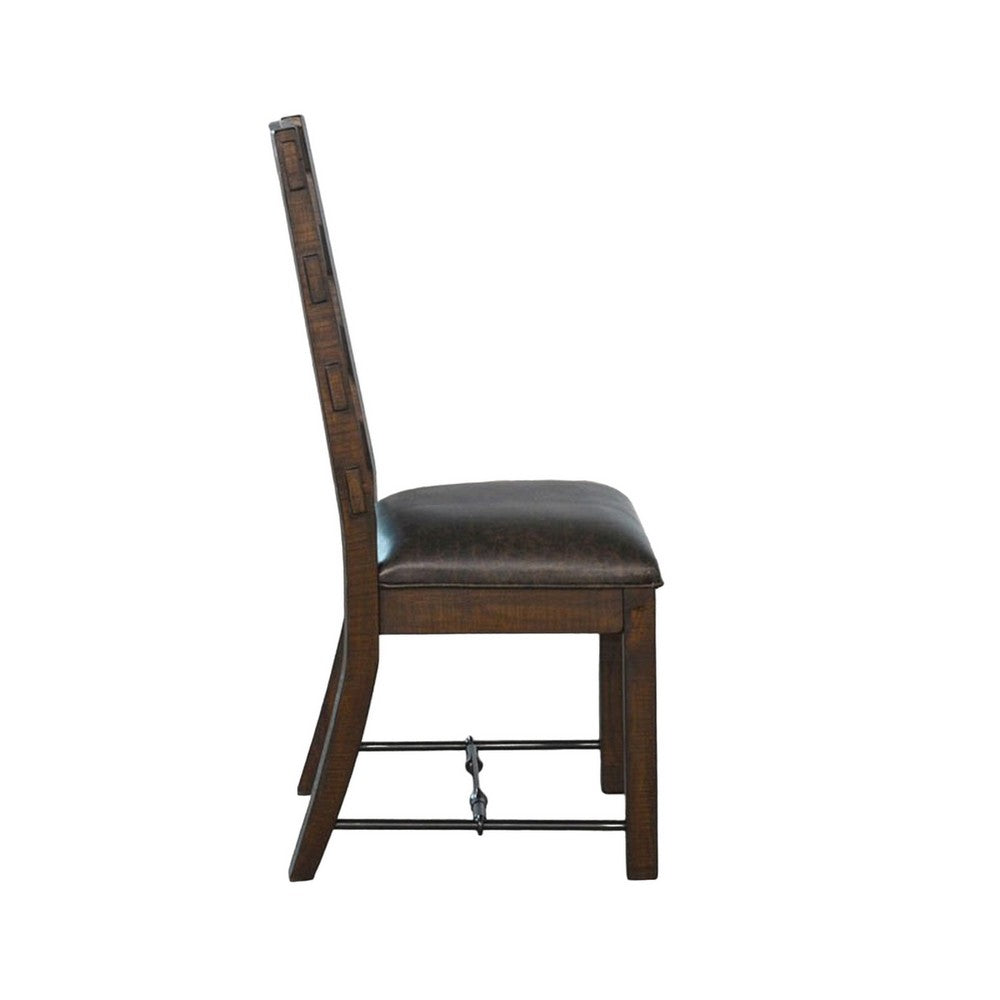 Benjara Flint Dining Side Chair Set of 2, Fabric, Dark Brown Mahogany, 19 Inch