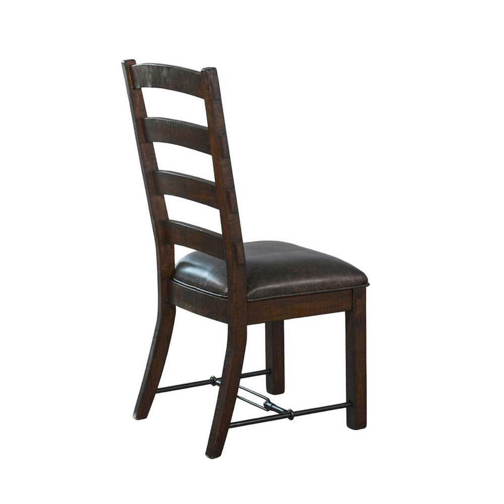 Benjara Flint Dining Side Chair Set of 2, Fabric, Dark Brown Mahogany, 19 Inch