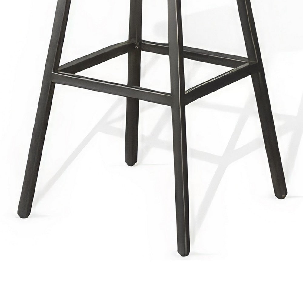 Benjara Yael Barstool Set of 2, Low Back, Black, Rustic Brown Mahogany 30 Inch