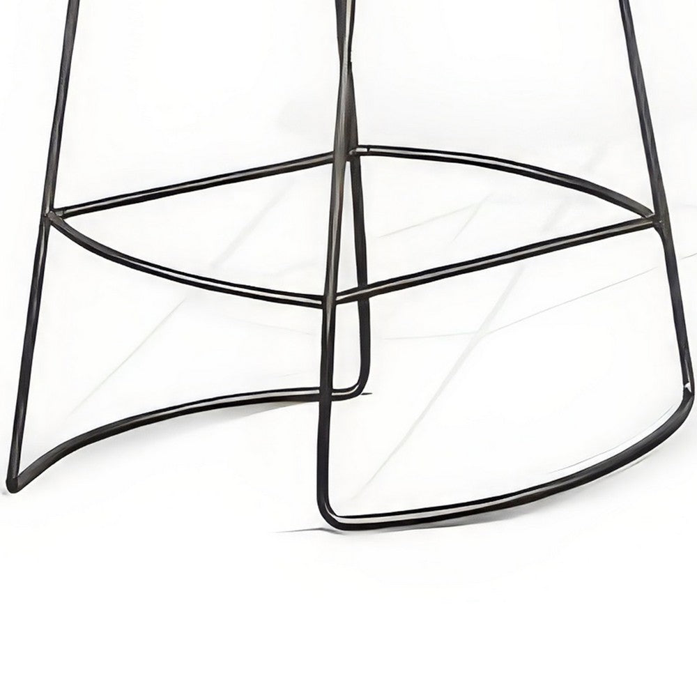 Benjara Yael Counter Stool Set of 2, Curved Seat, Rustic Brown Wood, 24 Inch
