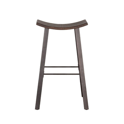Benjara Zayle Barstool Set of 2, Black Angled Legs, Dark Brown Wood, 30 Inch