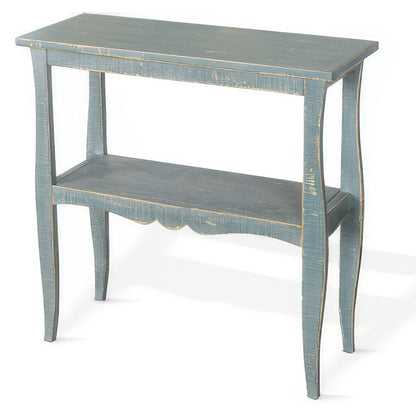 Benjara Rena Side End Table, Scallop Trim, 28 Inch Seagrass Green Mahogany