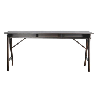 Benjara Ameri Console Table with USB Power Pack, 78 Inch Brown Mahogany Wood