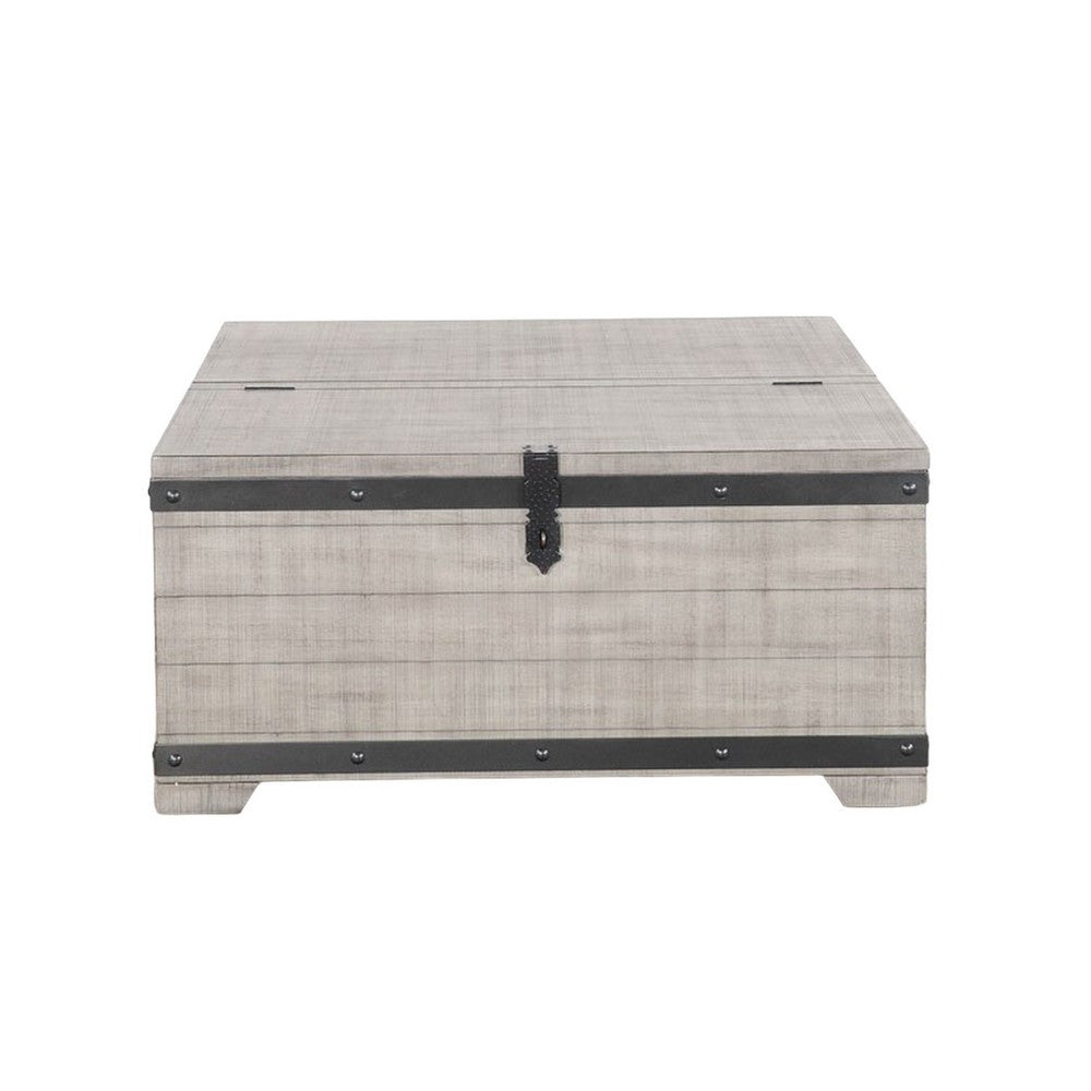 Benjara Nelly Square Coffee Table w Casters, Lift Top, Gray Mahogany Wood