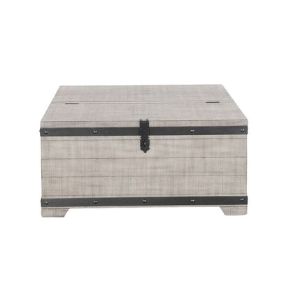 Benjara Nelly Square Coffee Table w Casters, Lift Top, Gray Mahogany Wood