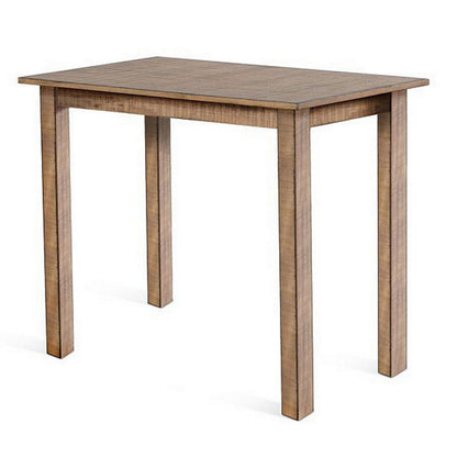 Benjara Rena Bar Height Dining Table | 48" Rectangular Top | Beige Brown Mahogany Wood