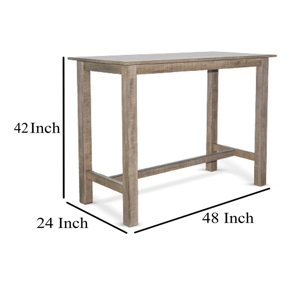 Benjara Rena Bar Height Dining Table | 48" Rectangular Top | Beige Brown Mahogany Wood
