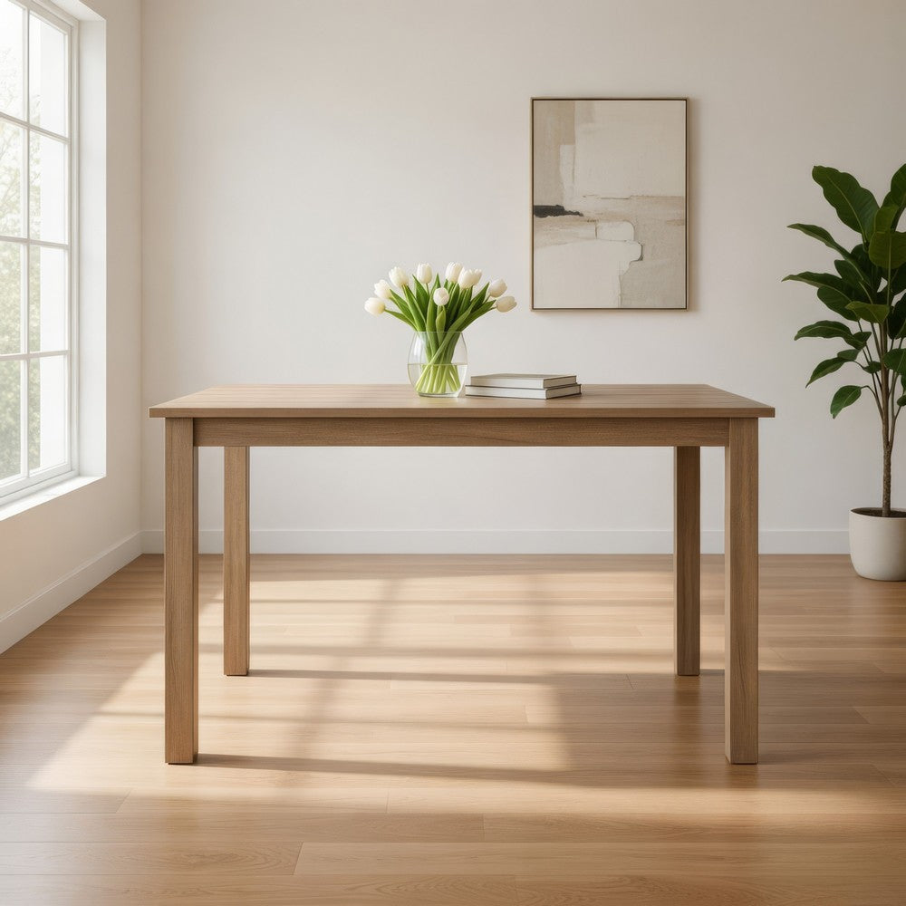 Benjara Rena Bar Height Dining Table | 48" Rectangular Top | Beige Brown Mahogany Wood
