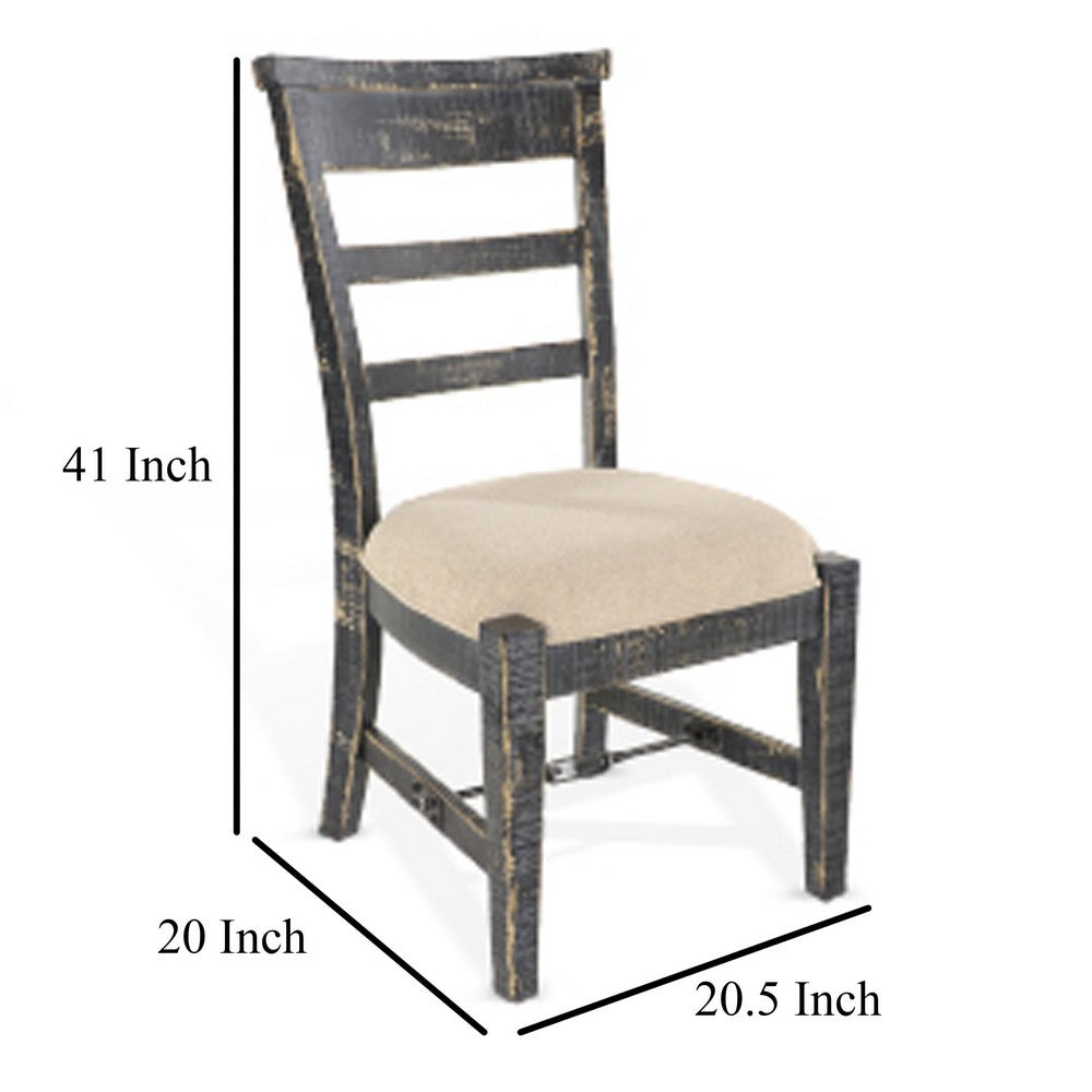 Benjara Rena Side Dining Chair Set of 2, Metal Turnbuckle, Black Mahogany Wood