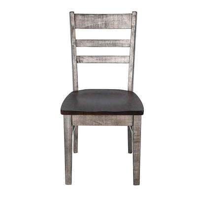 Benjara Camie Dining Chair Set of 2, Ladderback Design, Gray Mahogany Wood
