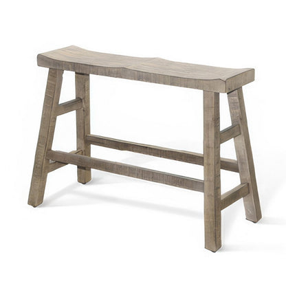 Benjara Rena Counter Height Bench, 33 Inch Light Brown Mahogany Wood Frame