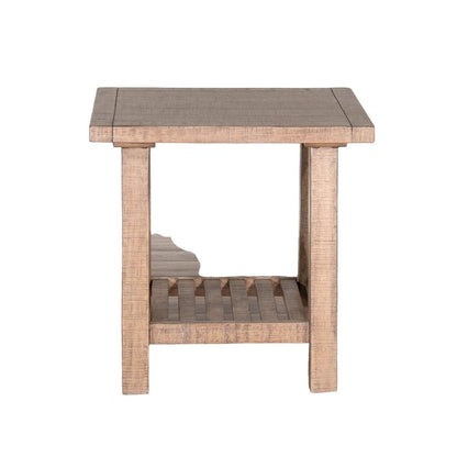 Benjara Anva End Table, Light Brown Mahogany, Shelf, Rectangular 24 Inch