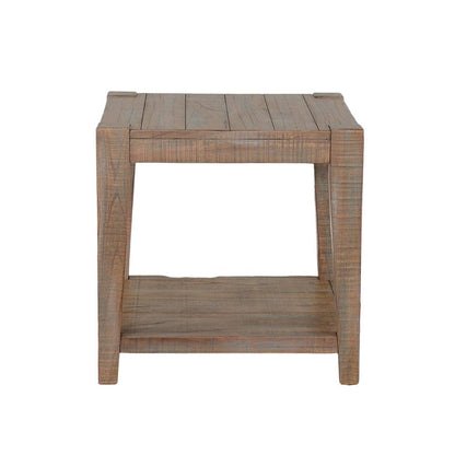 Benjara Lilly Side End Table, 1 Shelf, Weathered Brown, 24 Inch Square