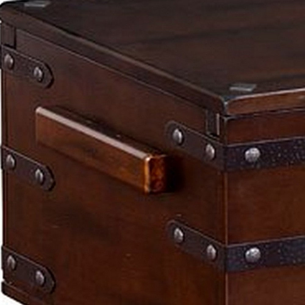Benjara Odel Trunk Coffee Table, Dark Brown Mahogany, Rectangular 48 Inch