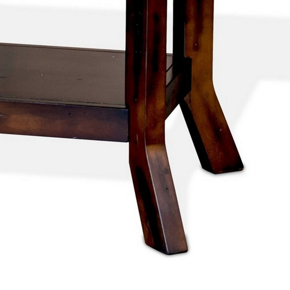 Benjara Odel Coffee Table, 1 Shelf, Dark Brown Mahogany, Rectangular 49 Inch