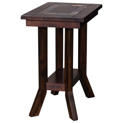 Benjara Odel Accent Chairside Table, Dark Brown Mahogany, Rectangular 25 Inch