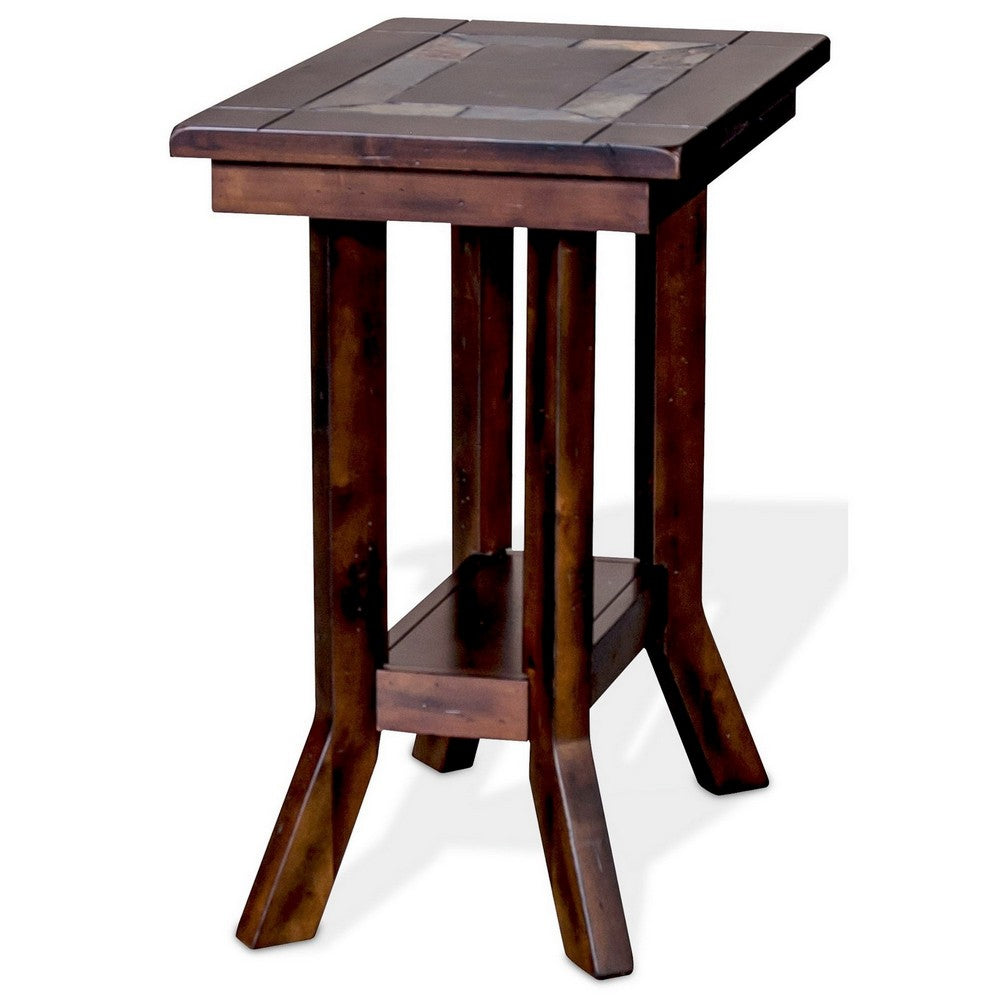 Benjara Odel Accent Chairside Table, Dark Brown Mahogany, Rectangular 25 Inch